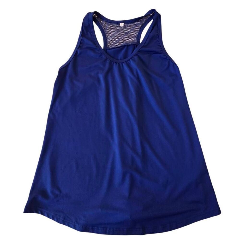 ICTIVE Womens Workout Blue Loose Fit Racerback Mesh Tank Small